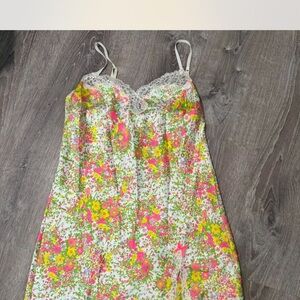 Vintage Victoria's Secret Floral Chemise/Baby Doll Dress with Lace Trim